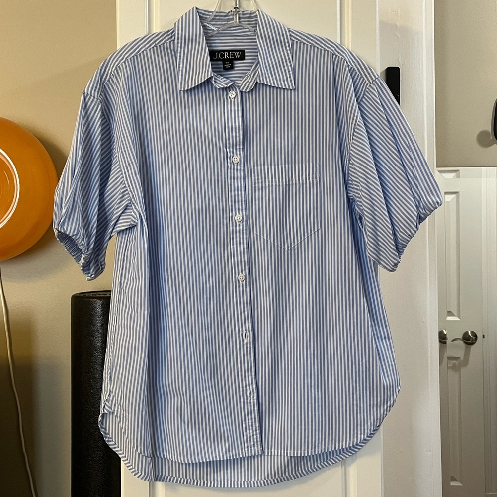 J. Crew poplin bubble-sleeved shirt